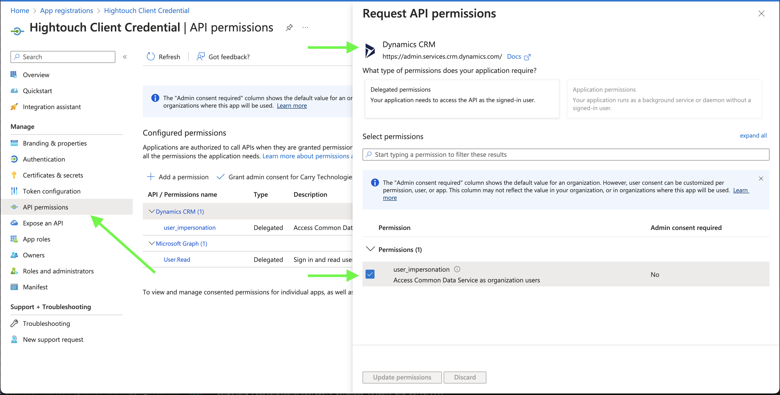 Grant the required permissions