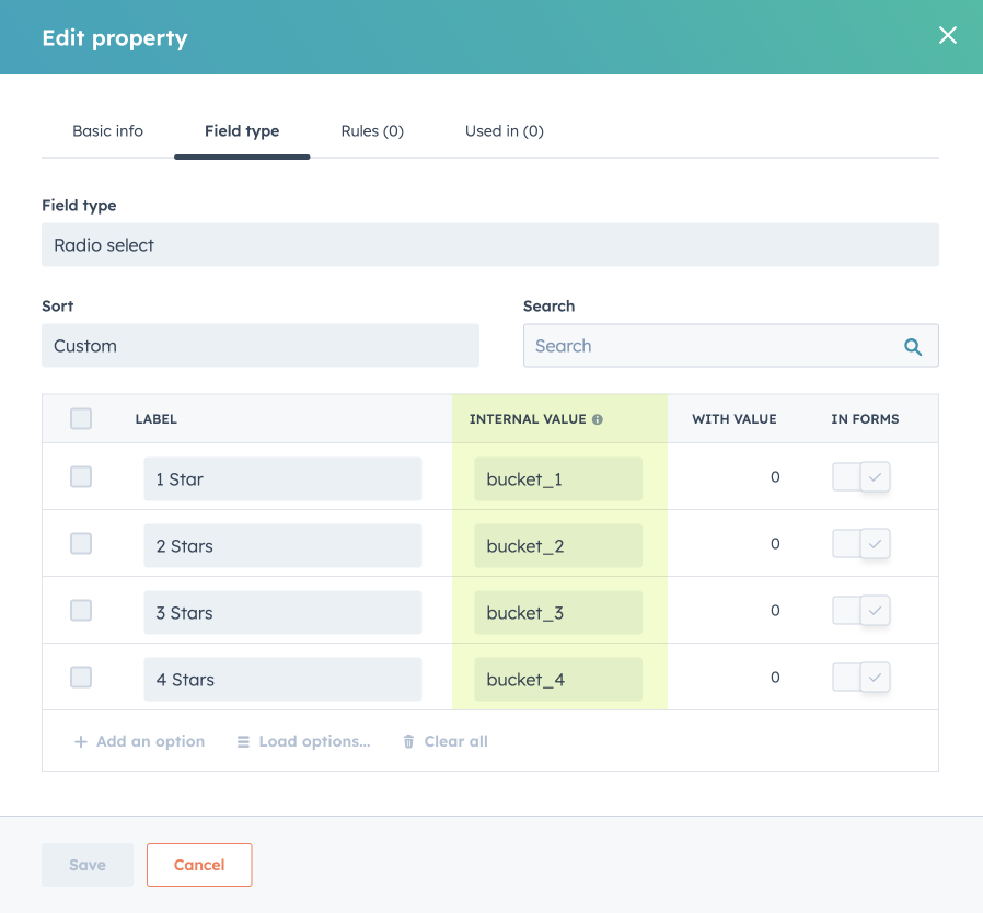 Lead rating property in HubSpot UI